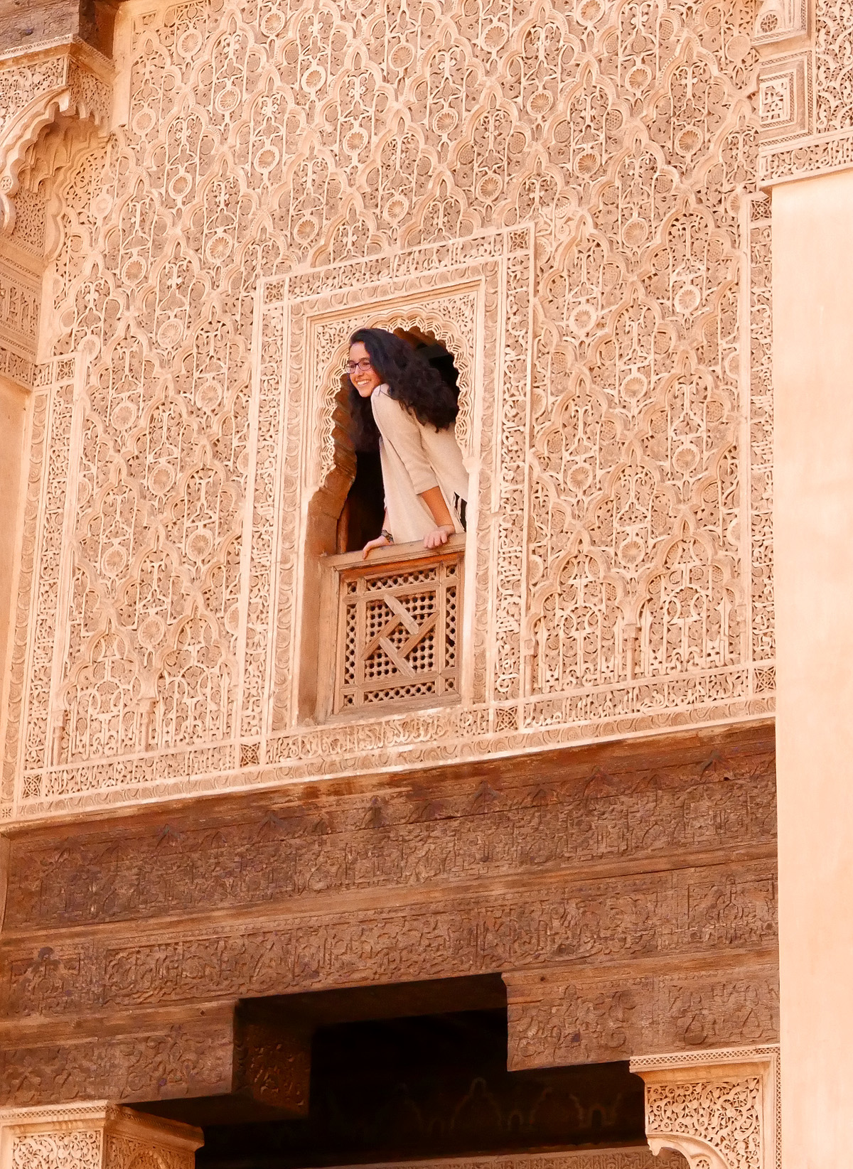 Woman looking out window